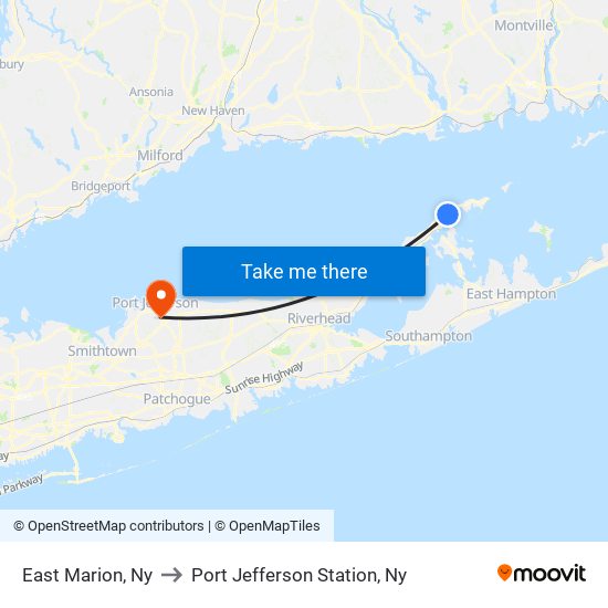 East Marion, Ny to Port Jefferson Station, Ny map