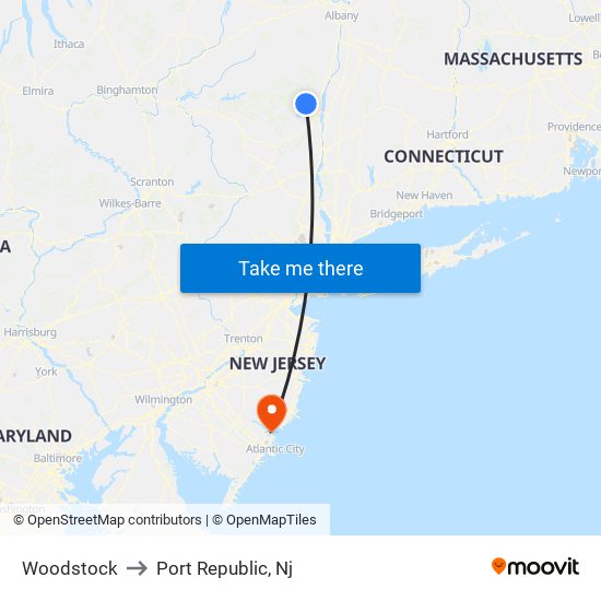 Woodstock to Port Republic, Nj map