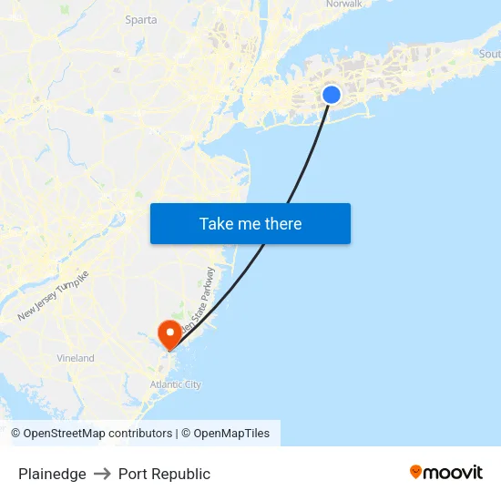 Plainedge to Port Republic map