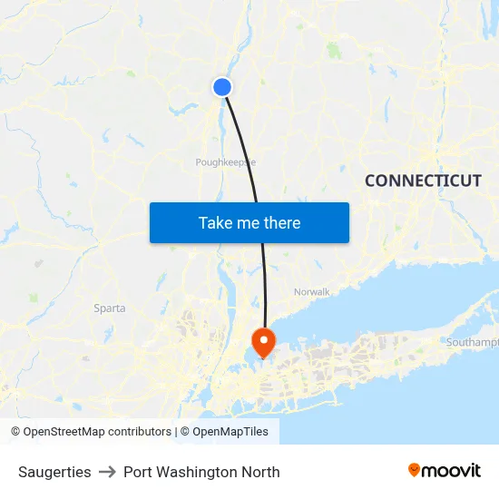 Saugerties to Port Washington North map
