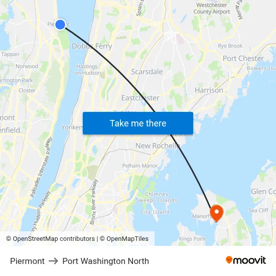 Piermont to Port Washington North map