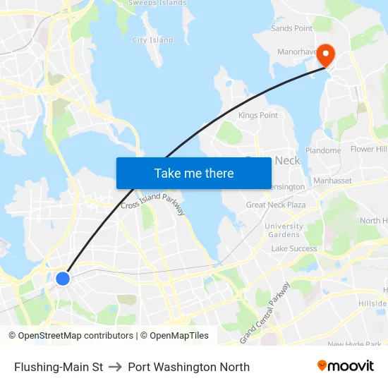 Flushing-Main St to Port Washington North map