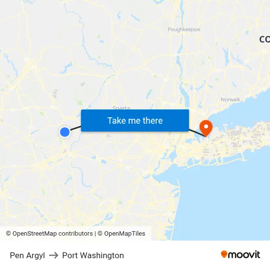 Pen Argyl to Port Washington map