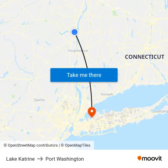 Lake Katrine to Port Washington map