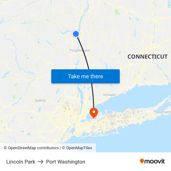 Lincoln Park to Port Washington map