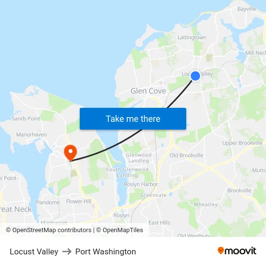 Locust Valley to Port Washington map