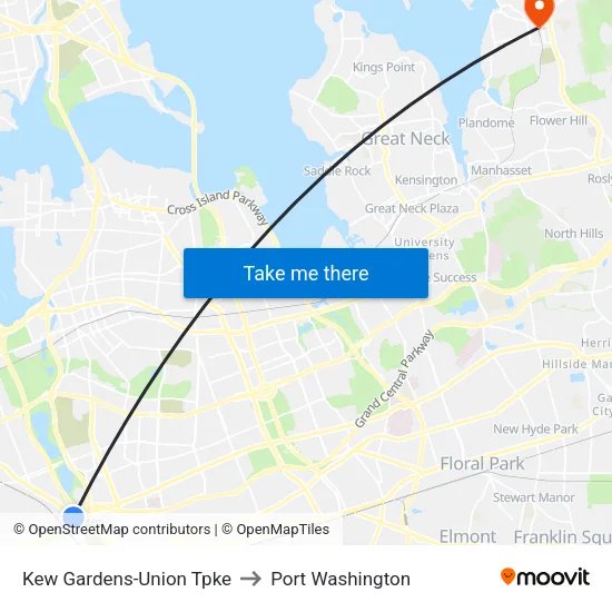 Kew Gardens-Union Tpke to Port Washington map