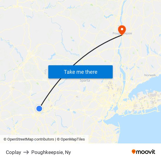 Coplay to Poughkeepsie, Ny map