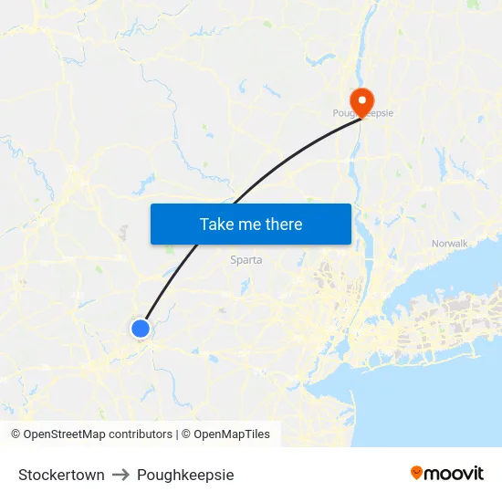 Stockertown to Poughkeepsie map