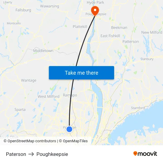 Paterson to Poughkeepsie map