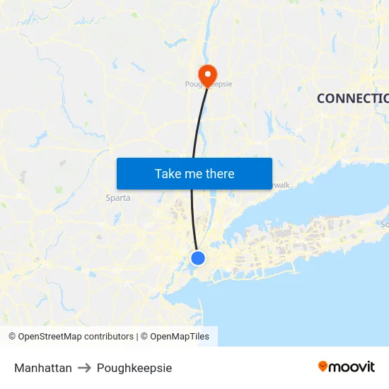 Manhattan to Poughkeepsie map