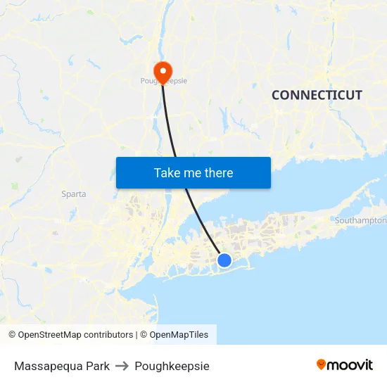 Massapequa Park to Poughkeepsie map
