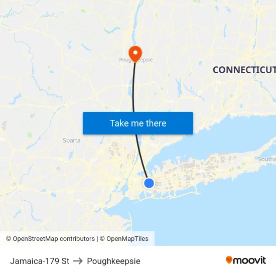 Jamaica-179 St to Poughkeepsie map