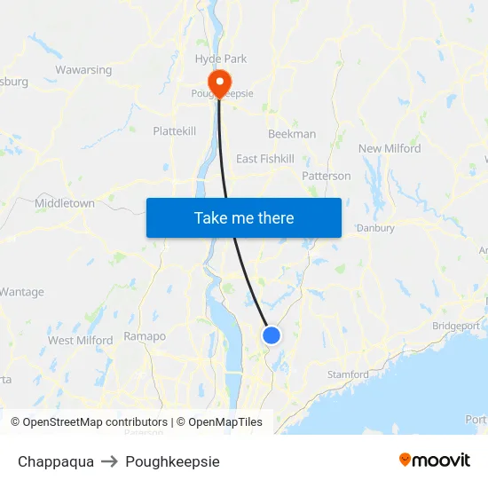Chappaqua to Poughkeepsie map