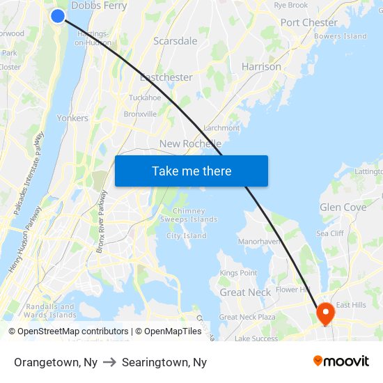 Orangetown, Ny to Searingtown, Ny map