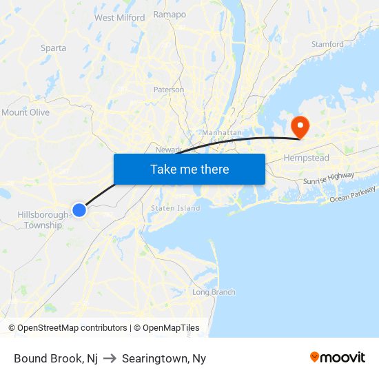 Bound Brook, Nj to Searingtown, Ny map