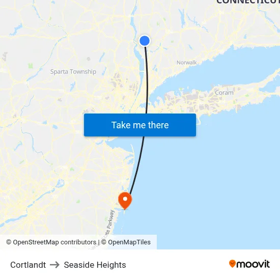 Cortlandt to Seaside Heights map
