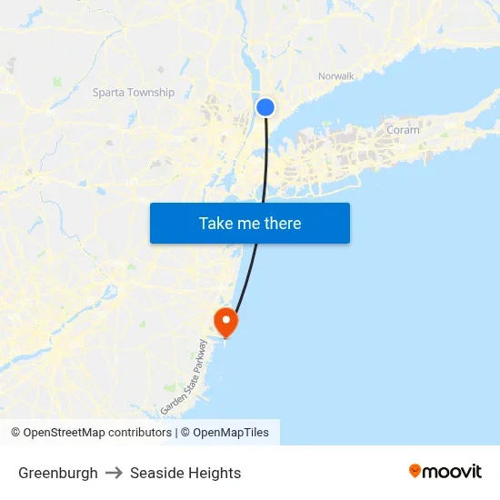 Greenburgh to Seaside Heights map