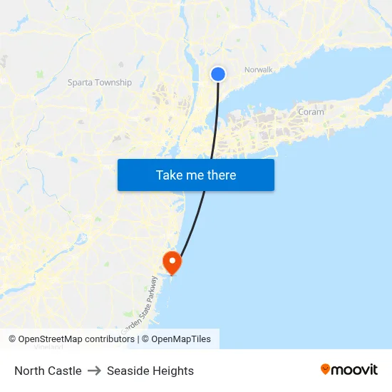 North Castle to Seaside Heights map