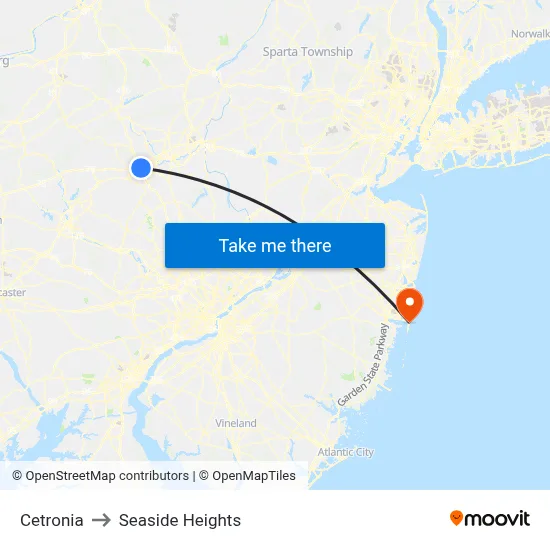 Cetronia to Seaside Heights map