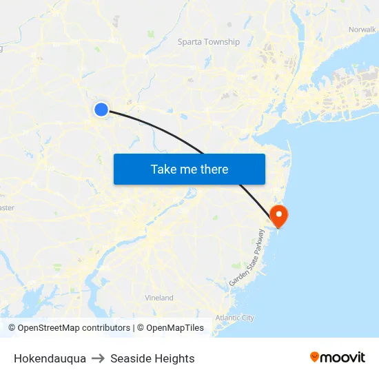 Hokendauqua to Seaside Heights map