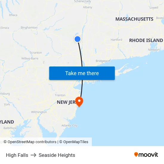 High Falls to Seaside Heights map