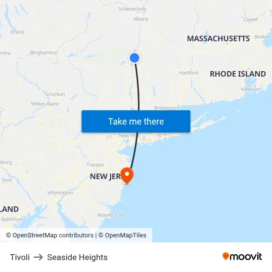 Tivoli to Seaside Heights map