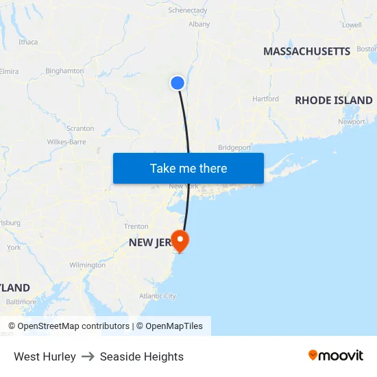 West Hurley to Seaside Heights map
