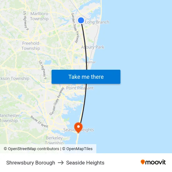 Shrewsbury Borough to Seaside Heights map