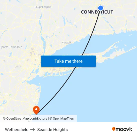 Wethersfield to Seaside Heights map