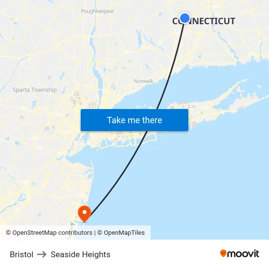 Bristol to Seaside Heights map