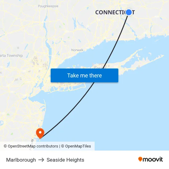 Marlborough to Seaside Heights map