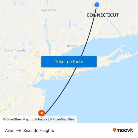 Avon to Seaside Heights map