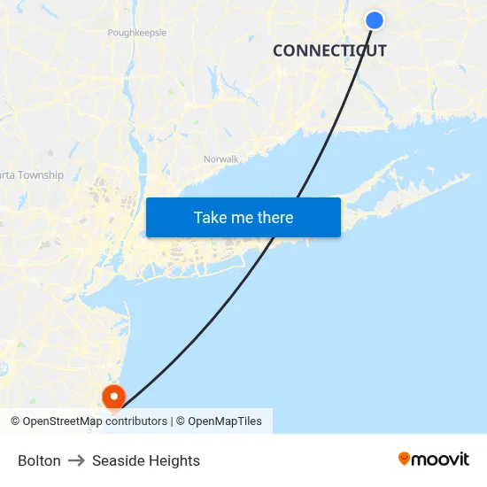 Bolton to Seaside Heights map