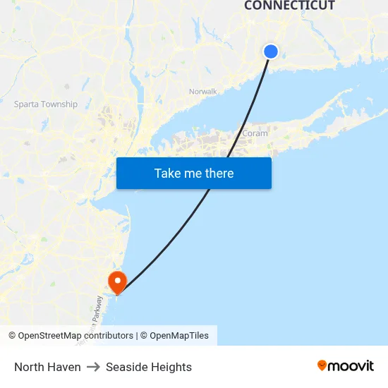 North Haven to Seaside Heights map