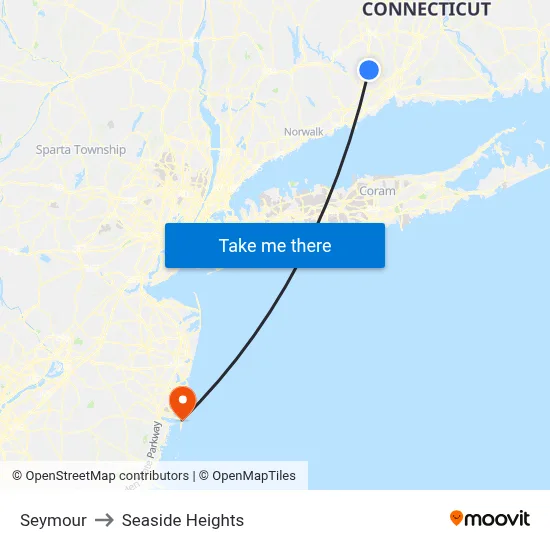 Seymour to Seaside Heights map