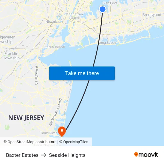 Baxter Estates to Seaside Heights map