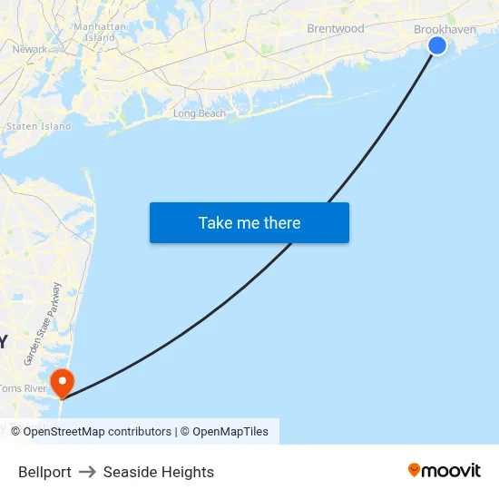 Bellport to Seaside Heights map