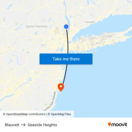 Blauvelt to Seaside Heights map