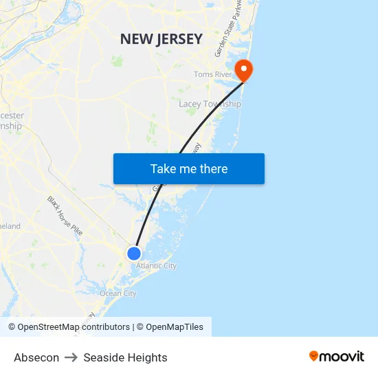 Absecon to Seaside Heights map