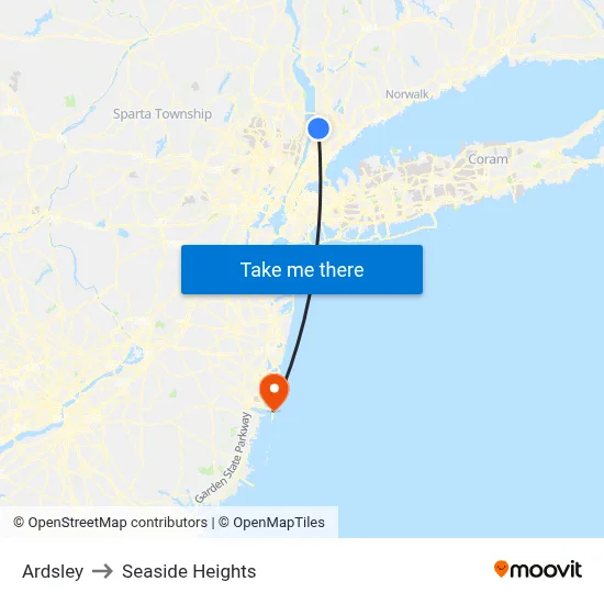 Ardsley to Seaside Heights map