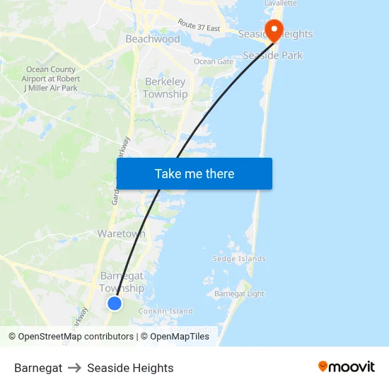 Barnegat to Seaside Heights map