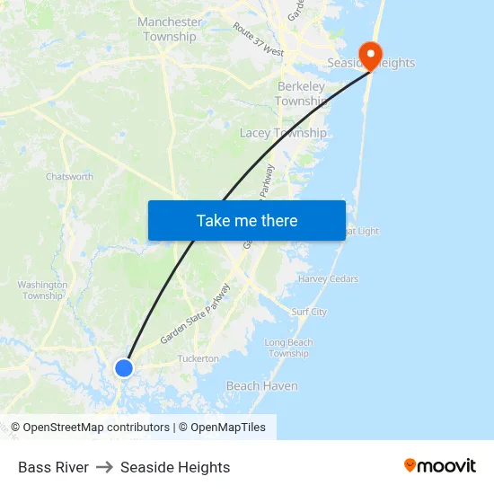 Bass River to Seaside Heights map