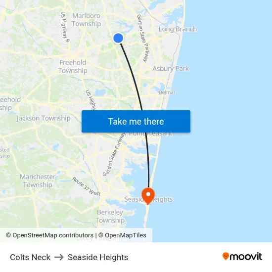 Colts Neck, Nj to Seaside Heights map