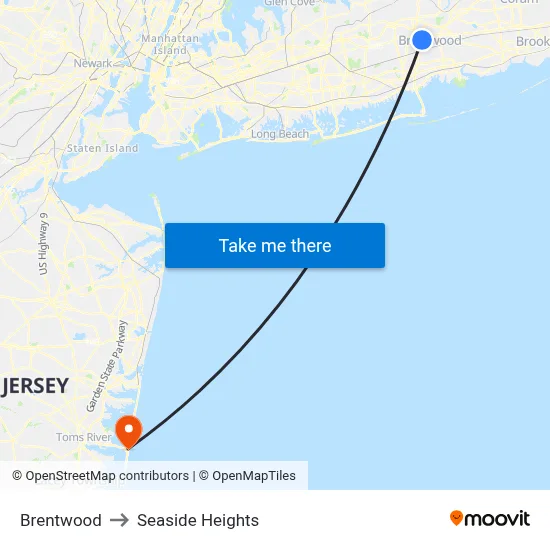 Brentwood to Seaside Heights map