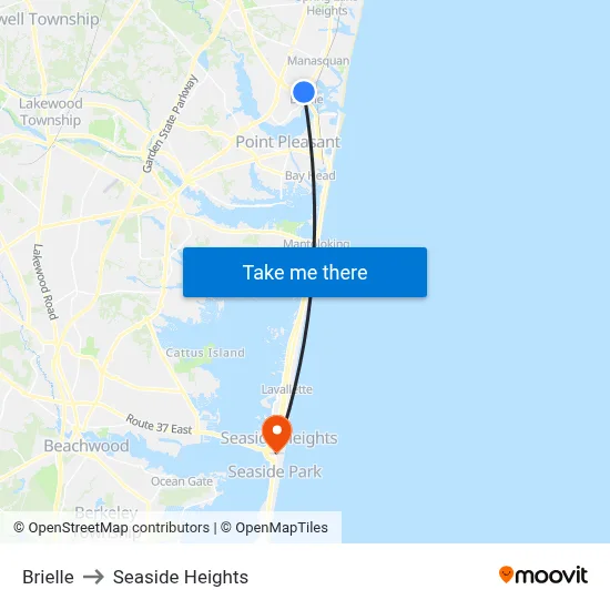 Brielle to Seaside Heights map