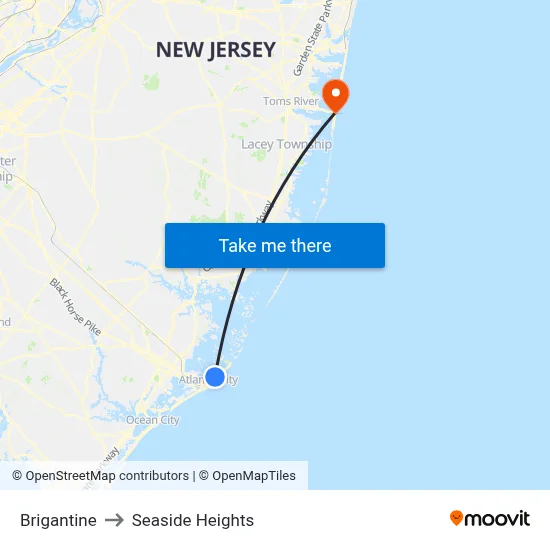 Brigantine to Seaside Heights map