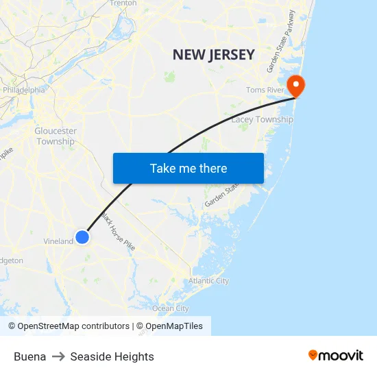 Buena to Seaside Heights map