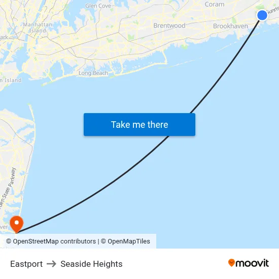 Eastport to Seaside Heights map