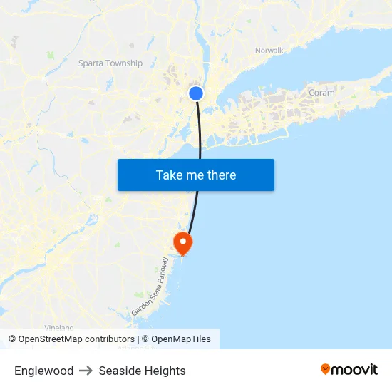 Englewood to Seaside Heights map